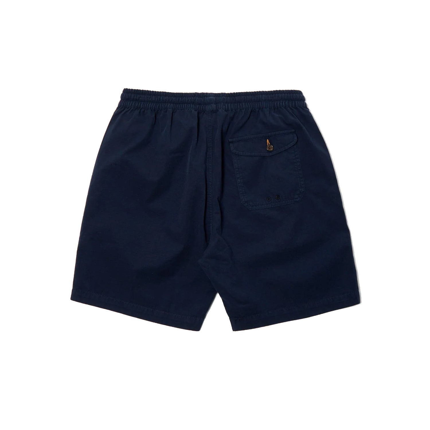 Beach Short - Summer Canvas NAVY
A high-quality mid-weight canvas, durable and tightly woven for a perfect crisp summer cotton fabric.
 
• Product Code: 28535.
• Elasticated waist with cord.
• No fly.
• Two front pockets.
• Single rear button-flap patch pocket.
• Tape detail.
• Fabric Content: 100% Cotton, 100% Cotton Trim.
• Washcare: Wash at 30 degrees. Do not bleach. Do not tumble dry. Warm iron. Do not dry clean. Wash like colours together. UNIVERSAL WORKS