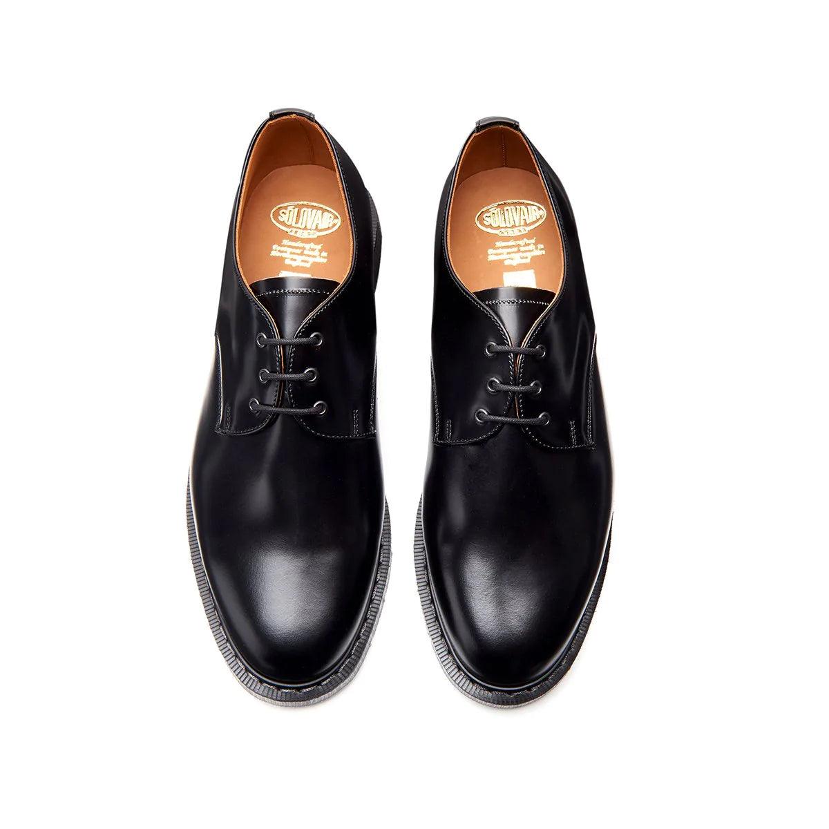 Solovair 3 Eye Gibson Shoes - Black Hi Shine – Stomping Ground
