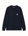 L/S Pocket T-shirt DARK NAVY
The Long Sleeve Pocket T-Shirt is constructed from cotton jersey. It features a single chest pocket, adorned with a woven Carhartt WIP label.


100% Cotton Single Jersey, 190 g/sqm
regular fit
chest pocket
square label

 CARHARTT WIP