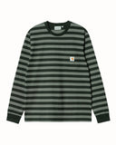 CARHARTT WIP L/S Merrick Striped T-Shirt DARK CEDAR / THYME
The L/S Merrick T-Shirt is cut from midweight cotton jersey in a regular fit, and features allover yarn-dyed stripes, for a deeper and longer lasting color. On the front are smaller horizontal stripes which are contrasted with larger block stripes on the back. A pocket with a woven Square Label appears on the left chest.


100% cotton
Regular fit
Long sleeves
Yarn-dyed
Square Label

