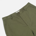 UNIVERSAL WORKS Military Chino - Twill LIGHT OLIVE
• Product Code: REF 00120.
• Comfortable, loose fit through the hips and thigh.
• Leg tapers through to hem.
• Mid-rise.
• Button fly.
• Two front pockets.
• Two rear jetted buttoned pockets.
• Fabric Content: 100% Cotton, 100% Cotton Trim.
• Washcare: Wash at 30 degrees. Do not bleach. Do not tumble dry. Warm iron. Do not dry clean. Wash like colours together. 