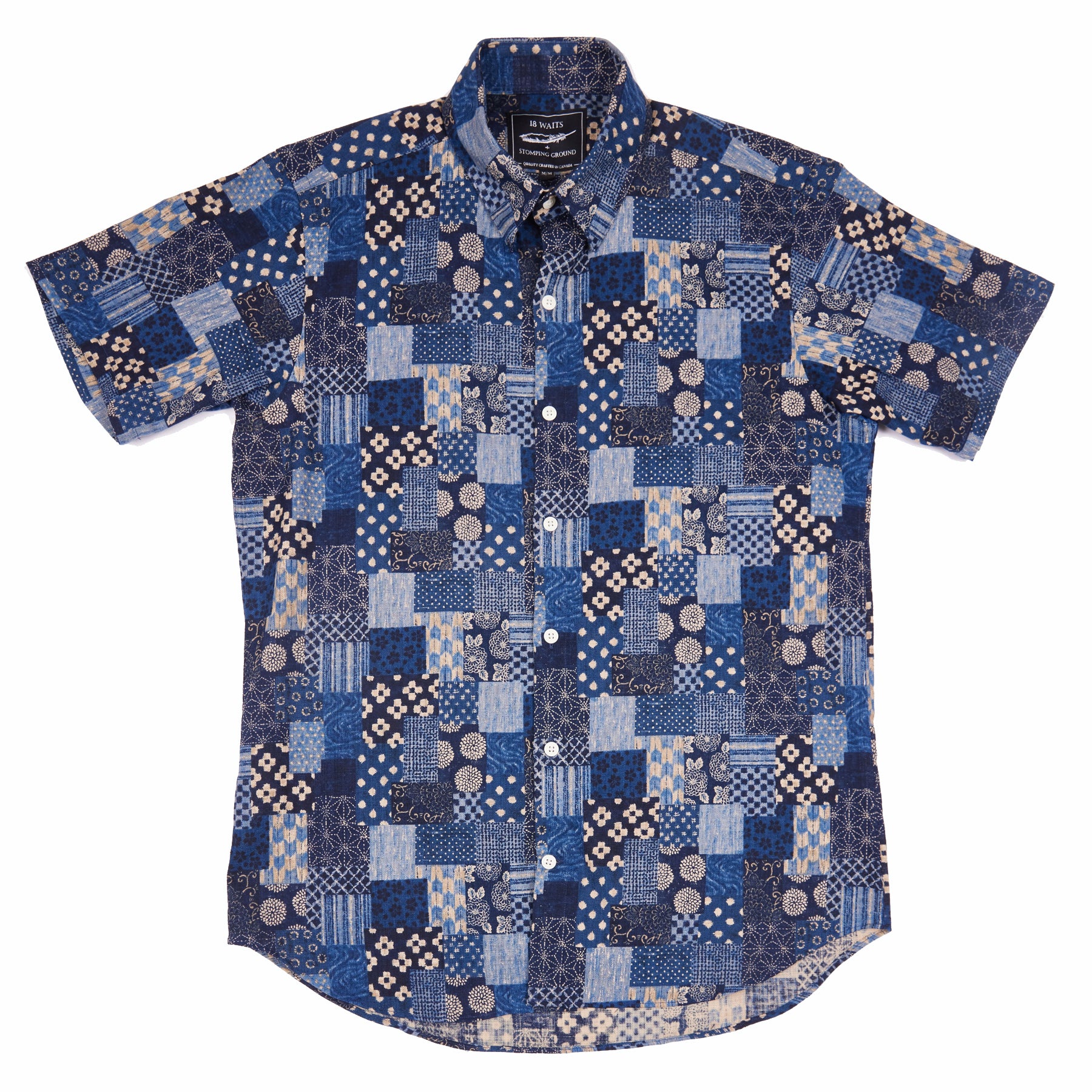 S/S Dylan Shirt - Stomping Ground exclusive INDIGO PATCHWORK
Slim fit
• 100% Made in Canada• 100% Cotton 18 WAITS