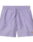 Chase Swim Trunk SOFT LAVENDER/GOLD
The Chase Swim Trunks are constructed from lightweight fabric with water-repellent and fast-drying qualities. Lined with mesh, they also feature an embroidered Carhartt WIP ‘C’ logo on the left leg, two side seam pockets, an adjustable waistband, and a key holder in the back pocket.

I026235_0XW_XX
100% polyester
Regular fit
Water-repellent
Mesh lining
Side seam pockets
Back pocket with key holder
 CARHARTT WIP