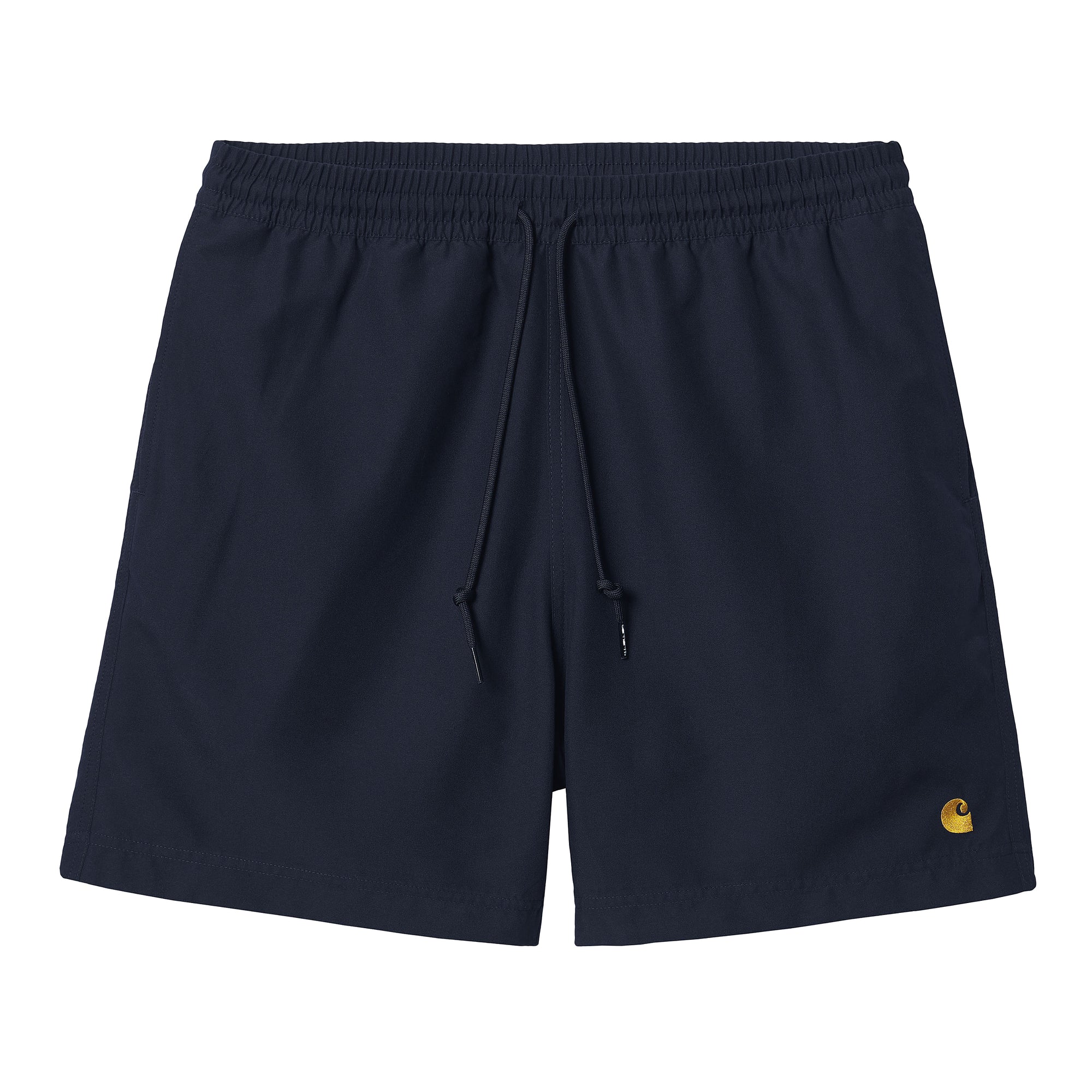 Chase Swim Trunk DARK NAVY/GOLD
The Chase Swim Trunks are constructed from lightweight fabric with water-repellent and fast-drying qualities. Lined with mesh, they also feature an embroidered Carhartt WIP ‘C’ logo on the left leg, two side seam pockets, an adjustable waistband, and a key holder in the back pocket.

I026235_00F_XX
100% polyester
Regular fit
Water-repellent
Mesh lining
Side seam pockets
Back pocket with key holder
 CARHARTT WIP